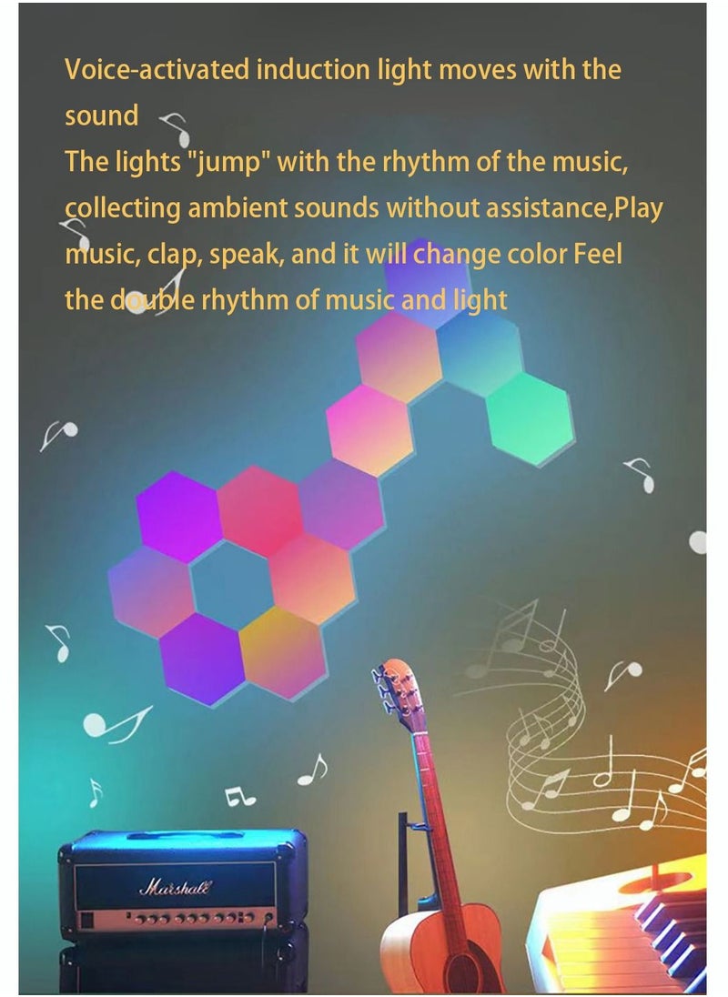 5V USB WiFi APP Musical rhythm LED Hexagonal Night Light For Indoor Home DIY Decoration Creative RGB Decor Atmosphere Quantum Wall Lamps