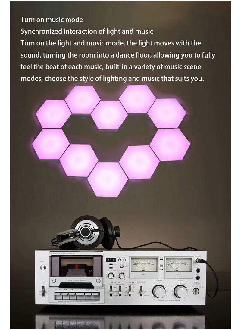 5V USB WiFi APP Musical rhythm LED Hexagonal Night Light For Indoor Home DIY Decoration Creative RGB Decor Atmosphere Quantum Wall Lamps