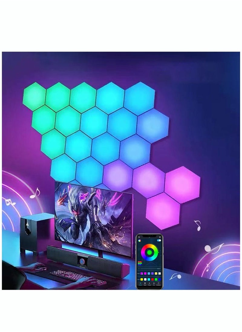 5V USB WiFi APP Musical rhythm LED Hexagonal Night Light For Indoor Home DIY Decoration Creative RGB Decor Atmosphere Quantum Wall Lamps