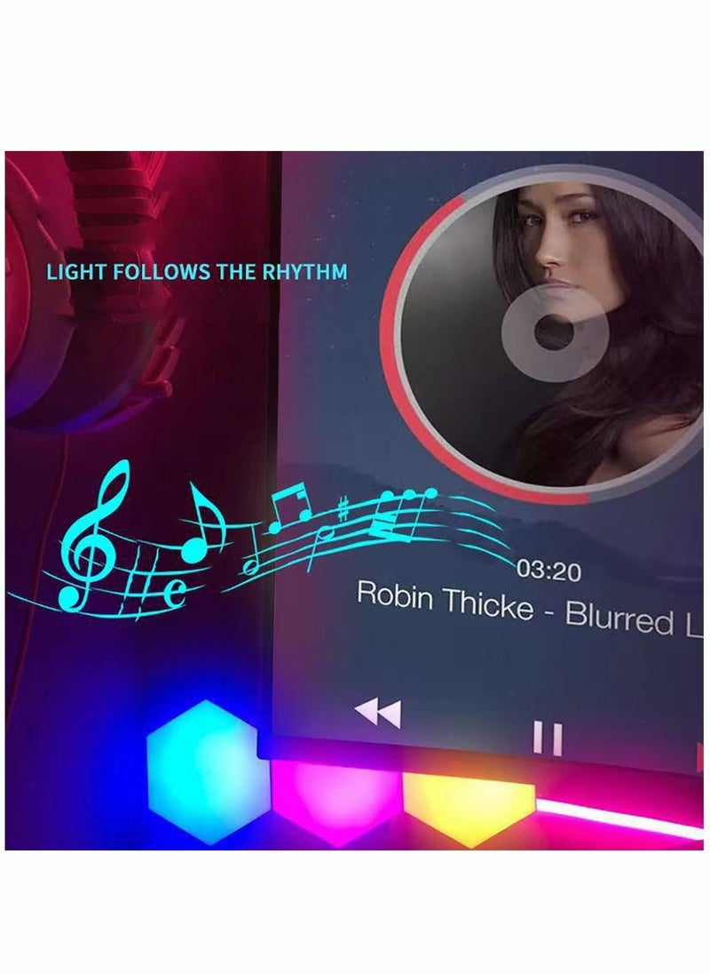 5V USB WiFi APP Musical rhythm LED Hexagonal Night Light For Indoor Home DIY Decoration Creative RGB Decor Atmosphere Quantum Wall Lamps