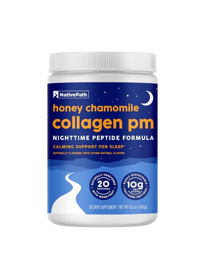 NativePath Collagen PM - Honey Chamomile Nighttime Collagen Peptides Powder with Magnesium, GABA, L-Theanine and Melatonin - 20 Servings - Image 1