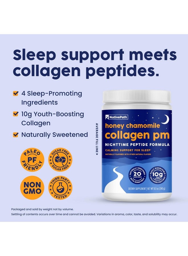 NativePath Collagen PM - Honey Chamomile Nighttime Collagen Peptides Powder with Magnesium, GABA, L-Theanine and Melatonin - 20 Servings - Image 5