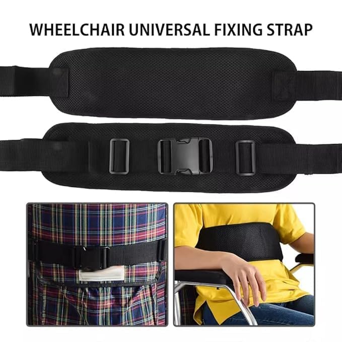 DHARMATMAJ New Wheelchair Safety Waist Belt Adjustable Patients Cares Seat Strap Wheelchair Seat Strap Wheelchair Waist Belt for the Elderly (Half Size), Black - Image 4
