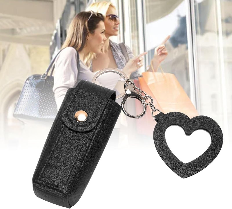 Pssopp Lipstick Case with Mirror, Portable Purse PU Leather Keychain Lipstick Holder for Women Travel Organization and Carrying (Black) - Image 5