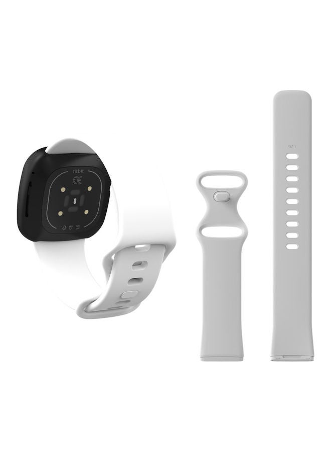 NIBEMINENT Flatpin Silicon Replacement Band For Fitbit Versa 3/Sense White - Image 2