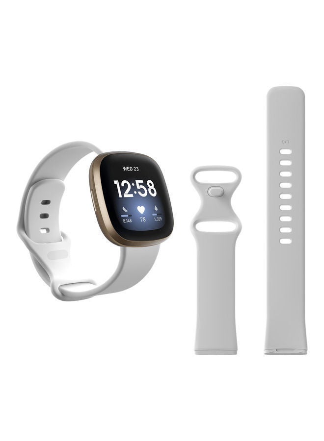 NIBEMINENT Flatpin Silicon Replacement Band For Fitbit Versa 3/Sense White - Image 1