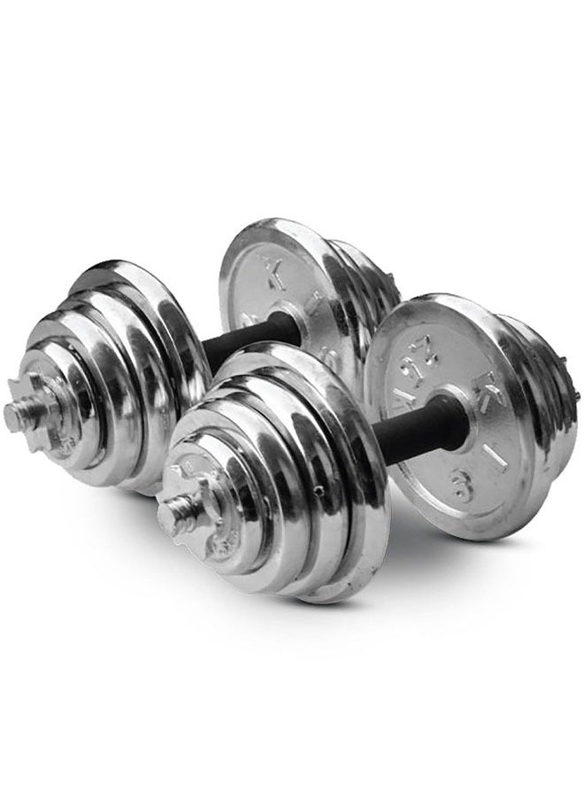 Fitness World 2 in 1 Barbell Dumbbell Set with Adjustable Weights 30kg silver  - Image 2
