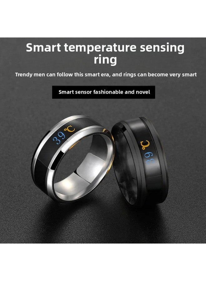 Korean Style Titanium Steel Temperature Ring Men's Trendy Cool Personalized Hip Hop Domineering Social Single Index Finger Tail Ring Color Changing Ring-Colour:Smart Temperature Sensing Ring [silver] Size 10 Finger Circumference 62.1mm - Image 2