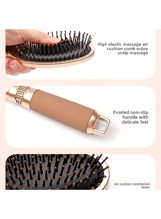Goolsky 1pc Women'S Hair Brush Set - Plastic Bristle Hair Brush, Suitable for Curly and Straight Hair, ABS Handle Detangling Massage Comb with Air Cushion Head Massage, Suitable for Long Hair Styling and Smoothing, Hair Brush For Women, Hair Brush Set, Hair Comb For Women, Hair Comb Set, Hair Brush Kit - Image 2