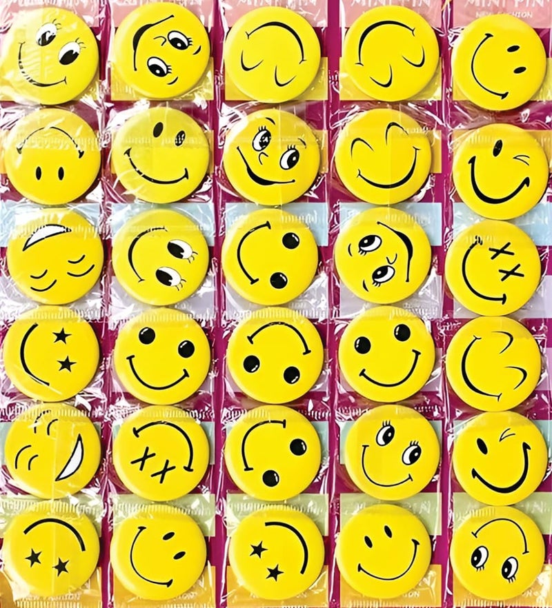 Akki World Smiley Emoji Colourful Expressions Button Pins Badge Metal Brooch (Multicolour, 4 cm) - Set of 30 - Birthday, Office and Theme Party - Image 2