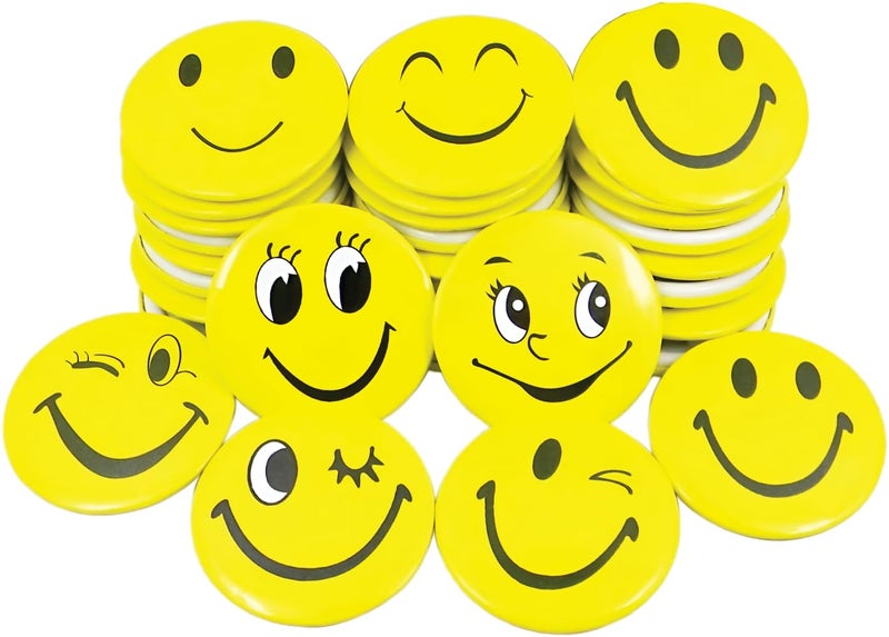 Akki World Smiley Emoji Colourful Expressions Button Pins Badge Metal Brooch (Multicolour, 4 cm) - Set of 30 - Birthday, Office and Theme Party - Image 4