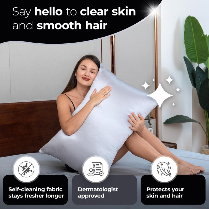 Silvery Silver Infused Bed Sheets Set - Award-Winning Self-Cooling Fabric with Self-Cleaning Silvery Technologyâ„¢ That Stays Fresh 3X Longer for Hygienic Sleep (Gray, Split King) - Image 4