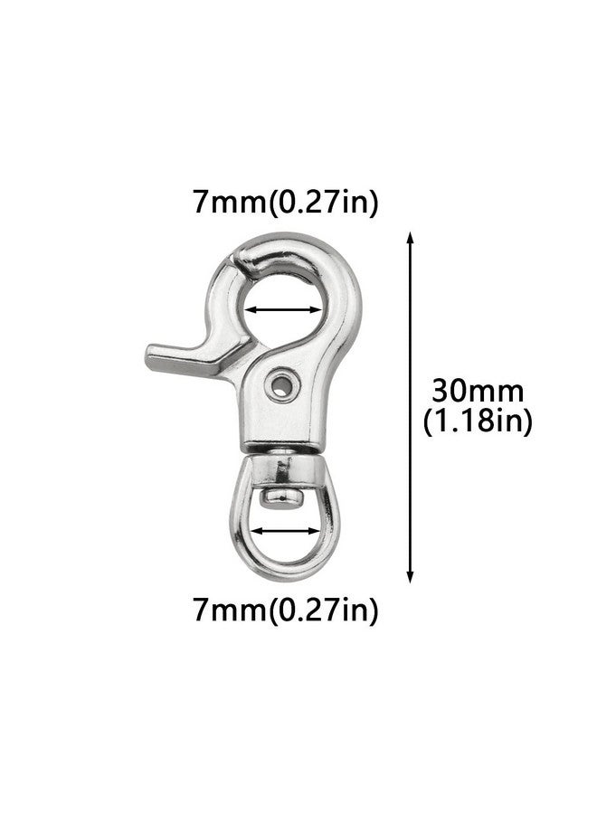 DGHAOP Snap Hook DGHAOP 4pcs Zinc Alloy 30mm Key Chain Snap Hook Door Lock Pets Cage Hook Belt Clip for Any Suitable Cage, Dog Traction Rope, Silver Tone - Image 2