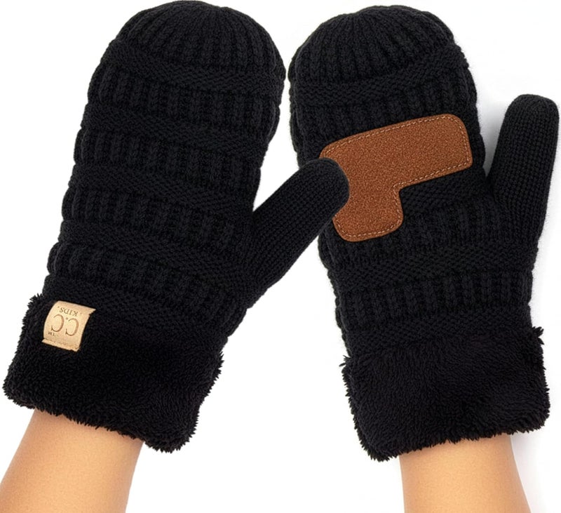 Funky Junque Kids Mittens – Thermal Knit Fleece Lined Winter Gloves for Boys & Girls Ages 5–7, Soft Cozy Cold Weather Wear - Image 1
