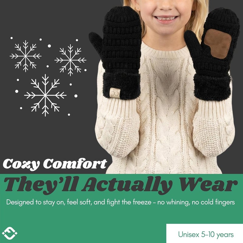 Funky Junque Kids Mittens – Thermal Knit Fleece Lined Winter Gloves for Boys & Girls Ages 5–7, Soft Cozy Cold Weather Wear - Image 5