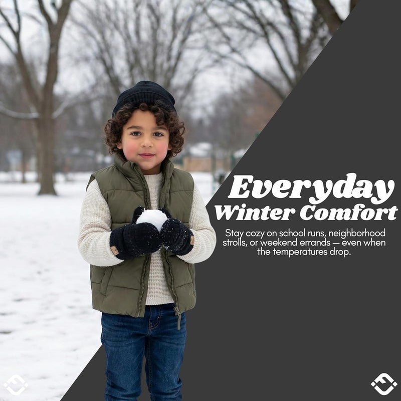 Funky Junque Kids Mittens – Thermal Knit Fleece Lined Winter Gloves for Boys & Girls Ages 5–7, Soft Cozy Cold Weather Wear - Image 3