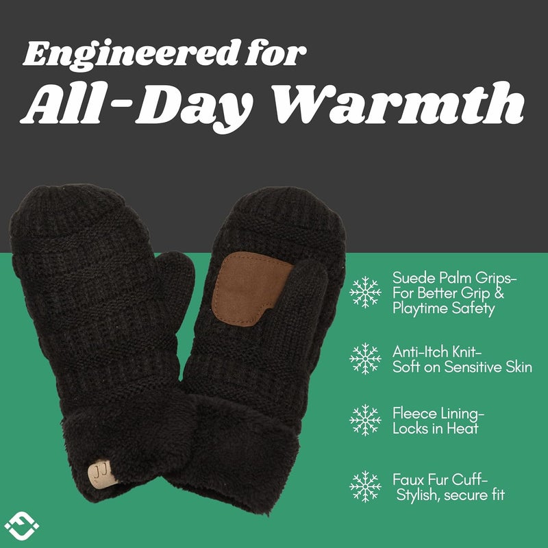 Funky Junque Kids Mittens – Thermal Knit Fleece Lined Winter Gloves for Boys & Girls Ages 5–7, Soft Cozy Cold Weather Wear - Image 4