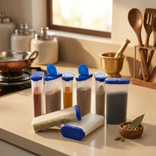 Mahaware Modular Wonder Spice Shaker and Sprinkler Set, 425ml, Set of 8, Blue - Image 1