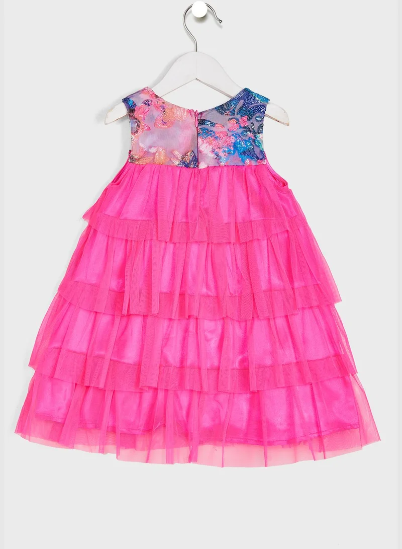 Nautinati Floral Printed Net A-Line Dress
