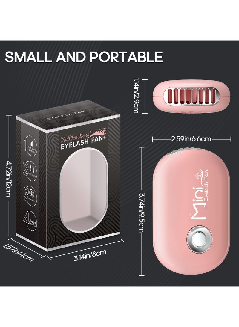 SYOSI SYOSI Mini Eyelash Fan, Portable Lash Fan Brush USB Rechargeable Handheld Eyelash Fan Dryer with 3 Adjustable Speed Cooling Air Fan, Bladeless Eyelash Dryer for Girls Women Eyelash Extension (Pink) - Image 5