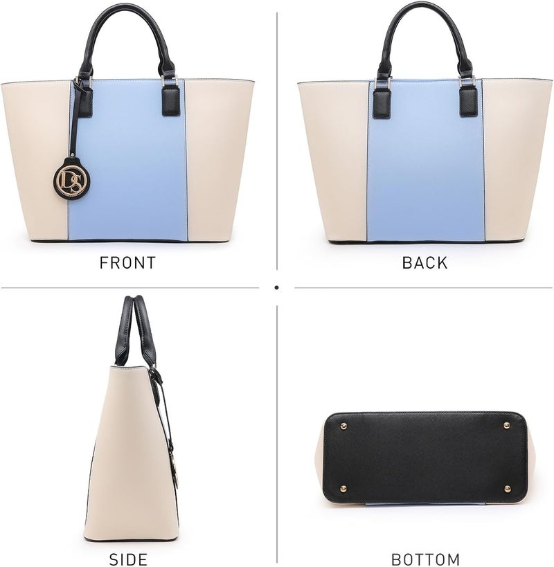 Dasein Large Tote Bags Vegan Leather Purses and Handbags for Women Top Handle Ladies Shoulder Bags Satchel Hobo 2pcs Set Light Blue - Image 4