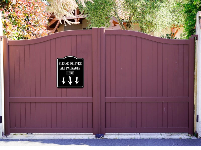 Work House Signs Please Deliver All Packages Here BLACK Aluminum Composite Sign, 8.5"x10" - Image 3