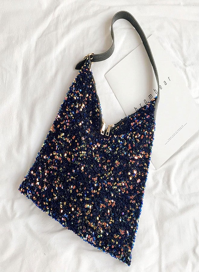 AISI حقيبة كتف لامعة مزينة بالخرز للسيدات حقيبة تسوق كبيرة السعة اللامعة - Image 5