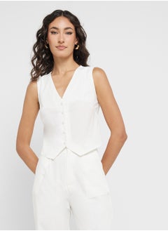Ginger Cotton Button Up Vest & Wide Leg Pant Co-Ord Set  - Image 3