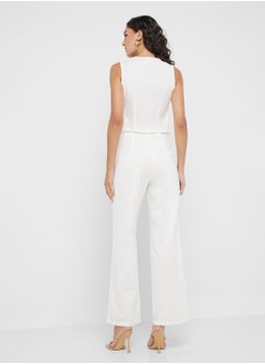 Ginger Cotton Button Up Vest & Wide Leg Pant Co-Ord Set  - Image 2