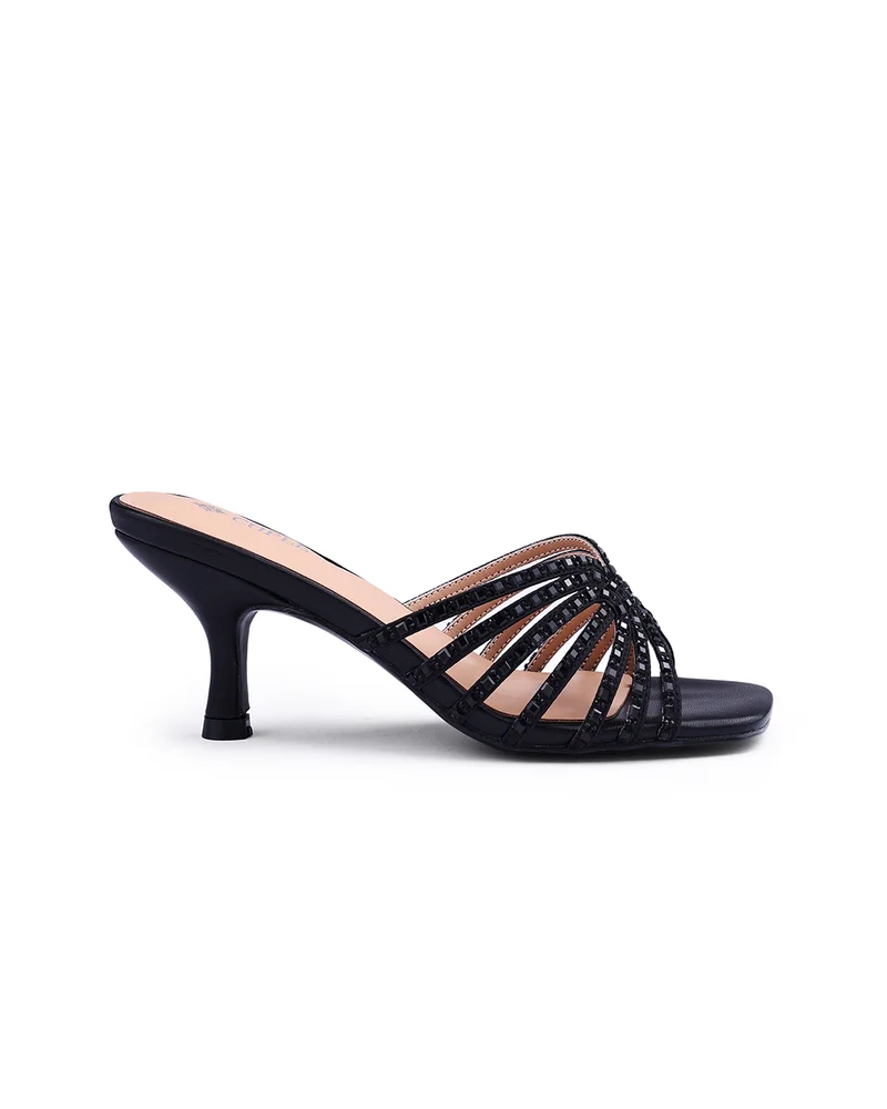 كابلي Womens interwoven strap heeled sandals