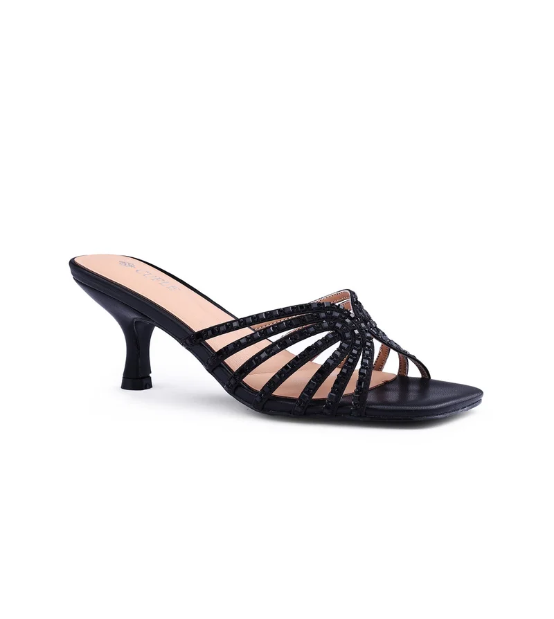 كابلي صندل كعب نسائي بأشرطة متشابكة بأناقة