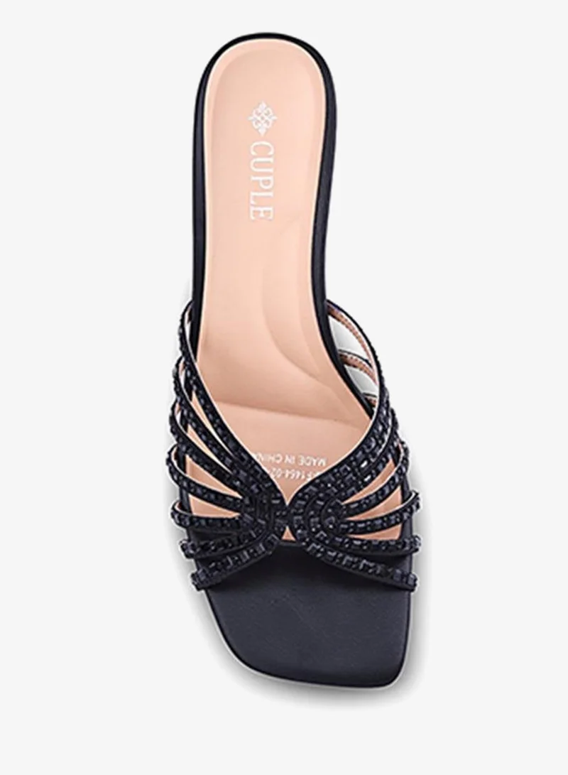 Cuple Womens interwoven strap heeled sandals