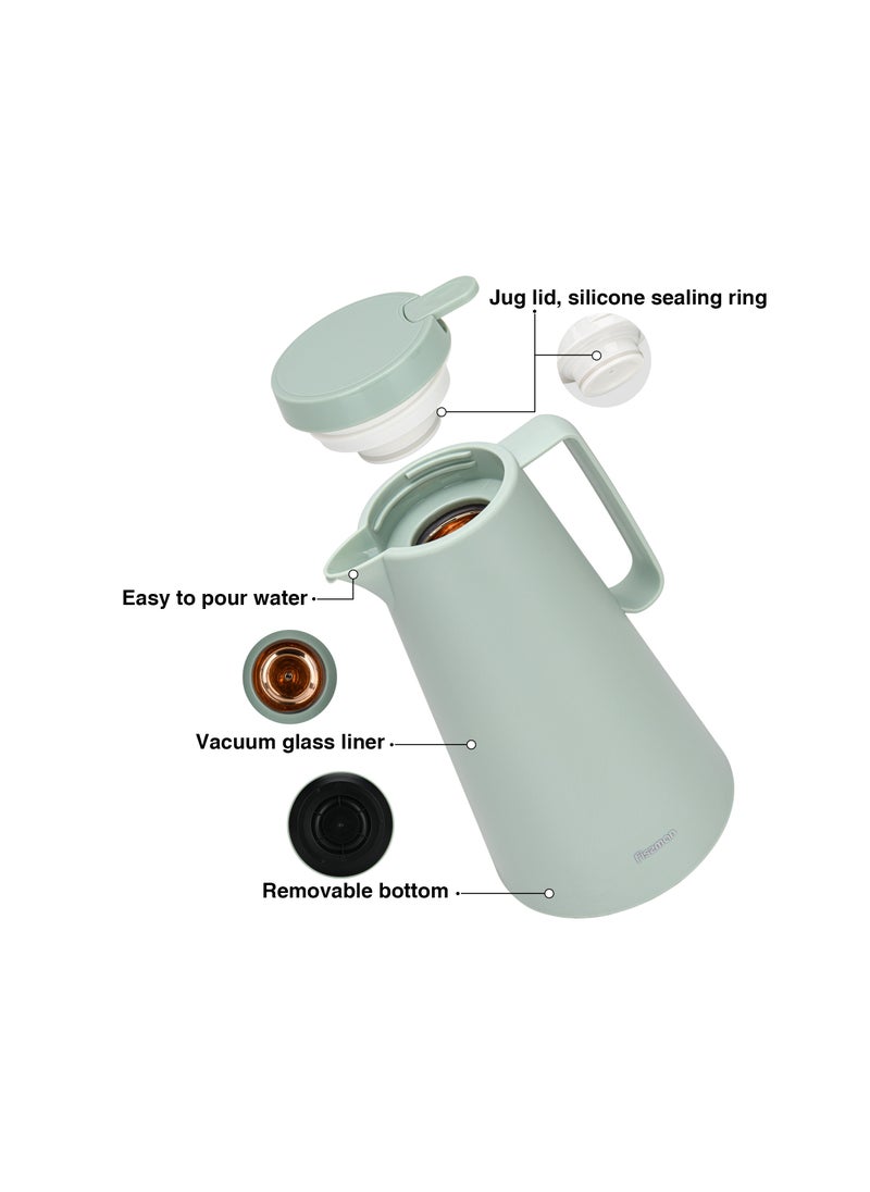 Fissman Vacuum Insulated Flask 1000 ml Green with Pink Glass Liner  - Image 3