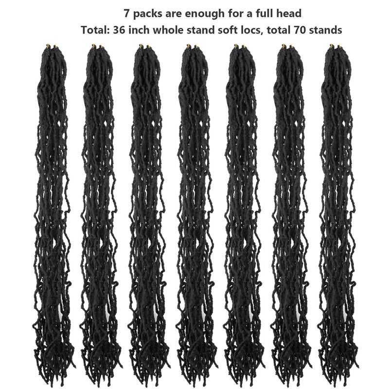 Mytarku 7 Packs 36 Inch Soft Locs Crochet Hair Pre Looped Curly Wavy Distressed Faux Locs for Butterfly Locs Crochet Braids for Black Women (1B, 36 Inch(pack of 7)) - Image 4