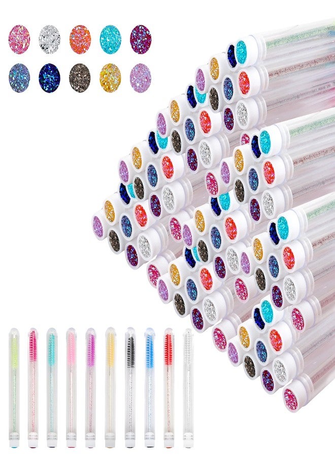 Axigundaone 200 Pcs Mascara Wand Tube Set, 100 Eyelash Spoolies 100 Mascara Tube Empty, Lash Brush Tubes for Eyelash Extensions Makeup Tool (Colorful) - Image 1