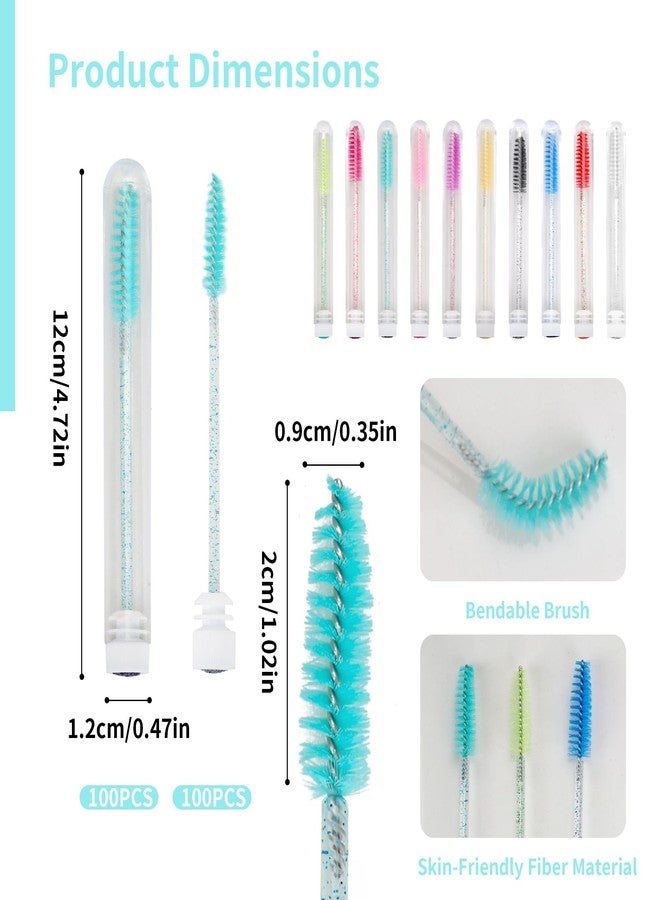 Axigundaone 200 Pcs Mascara Wand Tube Set, 100 Eyelash Spoolies 100 Mascara Tube Empty, Lash Brush Tubes for Eyelash Extensions Makeup Tool (Colorful) - Image 2