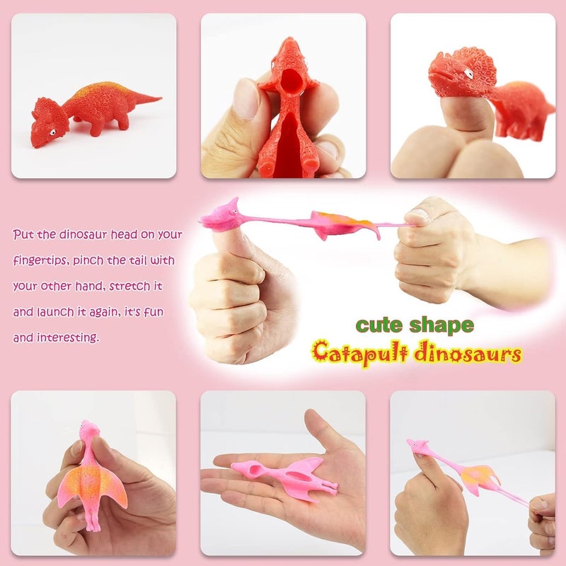 klarako Slingshot Dinosaur Finger Toys, Dinosaur Birthday Party Supplies, Catapult Toys as Fun as Slingshot Chicken for Flying Games and Party Favors (10 PCS) - Image 2