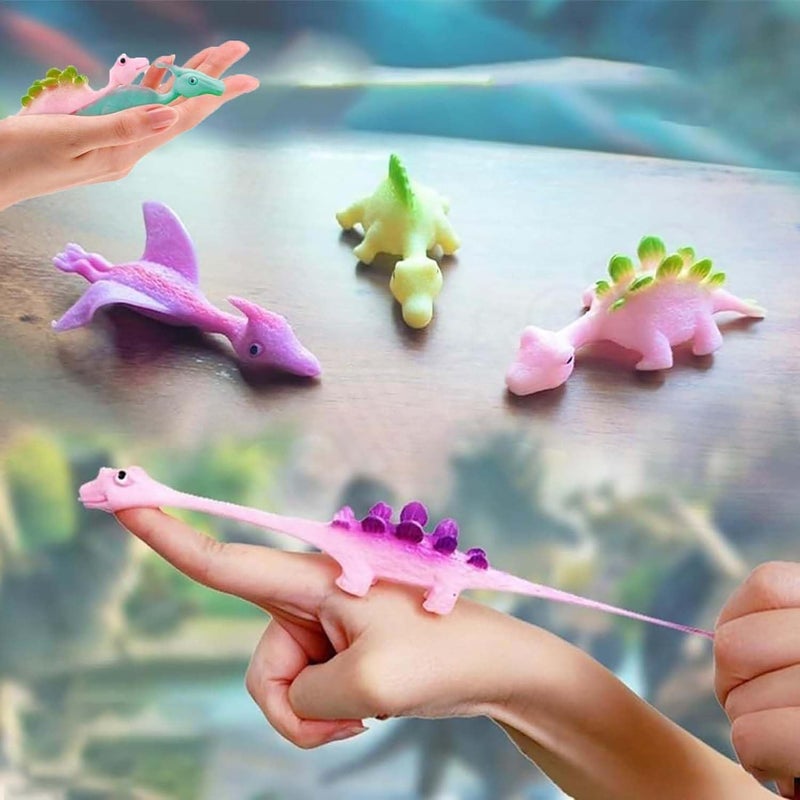 klarako Slingshot Dinosaur Finger Toys, Dinosaur Birthday Party Supplies, Catapult Toys as Fun as Slingshot Chicken for Flying Games and Party Favors (10 PCS) - Image 1