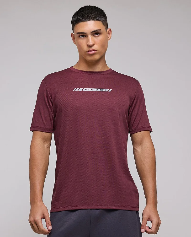 R&B Typography Print Active T-Shirt with Crew Neck and Short Sleeves