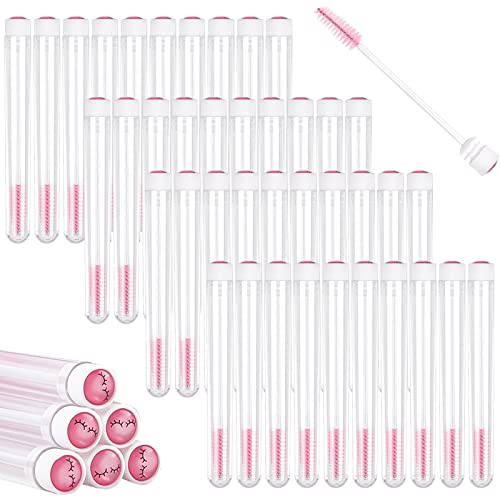 TUZAZO 80 Pieces Mascara Wand Tube Set 40 Diamond Empty Eyelash Brush Tubes Spoolies 40 Mascara Wand Lash Extension Brushes Applicators Makeup Tools (Pink Lash Style) - Image 3