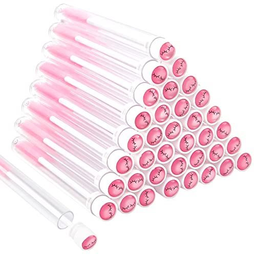 TUZAZO 80 Pieces Mascara Wand Tube Set 40 Diamond Empty Eyelash Brush Tubes Spoolies 40 Mascara Wand Lash Extension Brushes Applicators Makeup Tools (Pink Lash Style) - Image 1