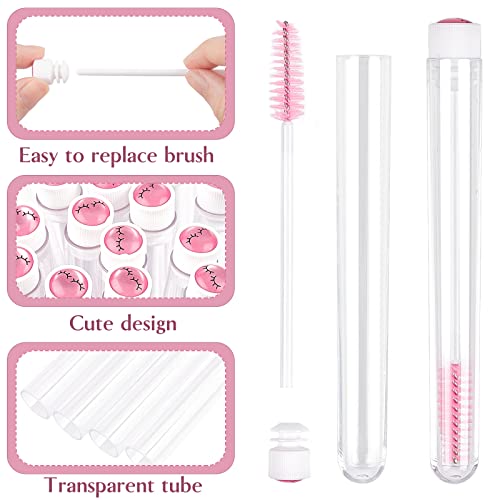 TUZAZO 80 Pieces Mascara Wand Tube Set 40 Diamond Empty Eyelash Brush Tubes Spoolies 40 Mascara Wand Lash Extension Brushes Applicators Makeup Tools (Pink Lash Style) - Image 4