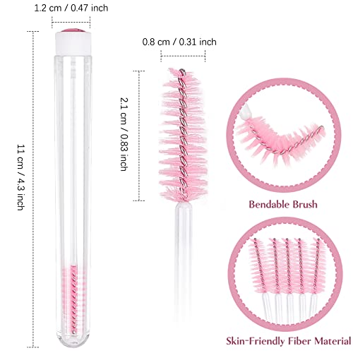 TUZAZO 80 Pieces Mascara Wand Tube Set 40 Diamond Empty Eyelash Brush Tubes Spoolies 40 Mascara Wand Lash Extension Brushes Applicators Makeup Tools (Pink Lash Style) - Image 2
