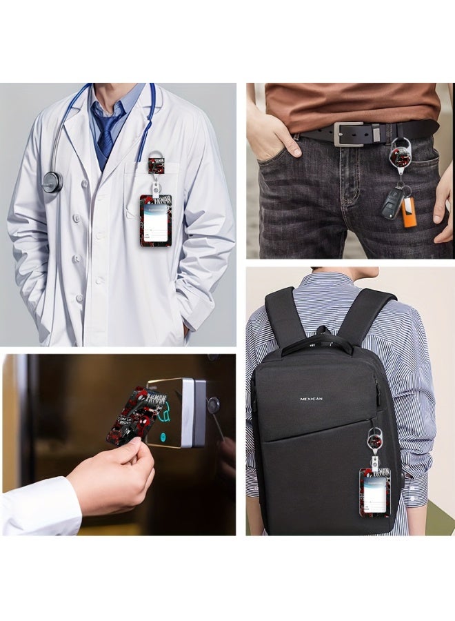 MARVEL 3 in 1 Spiderman wearing red dou'mao plastic ID badge holder with lanyard retractable badge reel keychain and extender - for work student bus doctor nurse - Image 5