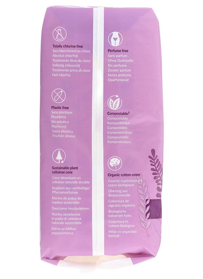 Natracare Natural Traditional Style Maxi Pads, Regular, Individually Wrapped, Without Wings in Plant-Based Bag (1 Pack, 14 Pads Total)