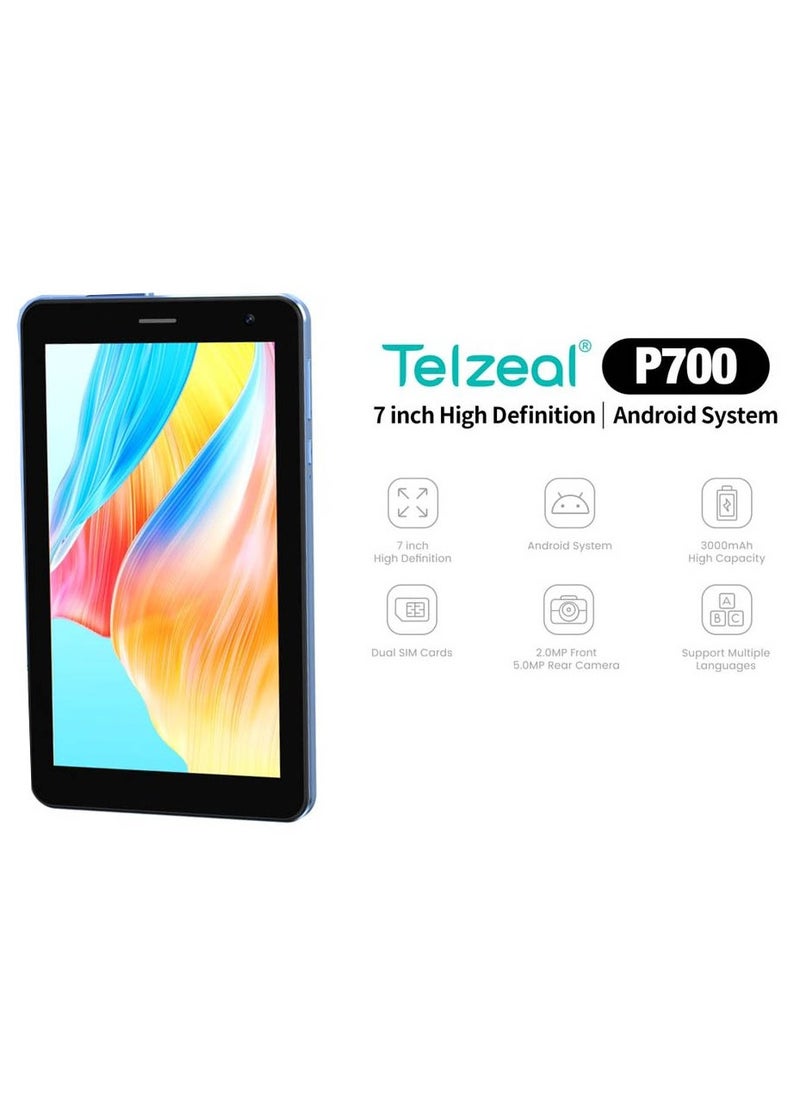 Telzeal - Telzeal P700 5G 7 Inch Android Tablet with Dual SIM 6GB RAM 256GB ROM and 3000 mAh Battery Grey - Image 1