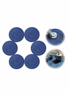 Y&D 14 Inch Circle Placemats for Dining Table Set of 6 Farmhouse Round Cloth Placemat Woven Place Mats Heat Resistant Outdoor Patio  - Image 1
