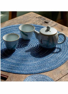 Y&D 14 Inch Circle Placemats for Dining Table Set of 6 Farmhouse Round Cloth Placemat Woven Place Mats Heat Resistant Outdoor Patio  - Image 3