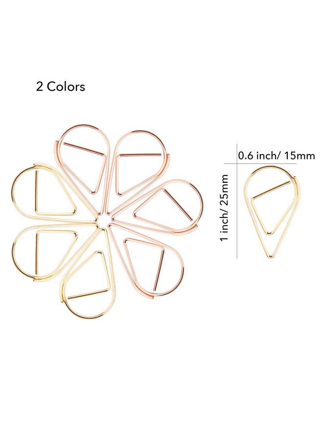 kootiko Gold And Rose Gold Cute Paper Clips Set, 300 Pcs Smooth Stainless Steel Tear-Shaped Wire Paperclips Small For Office Supplies Wedding Women Girls Kids Students Paper Document Organizing - Image 4