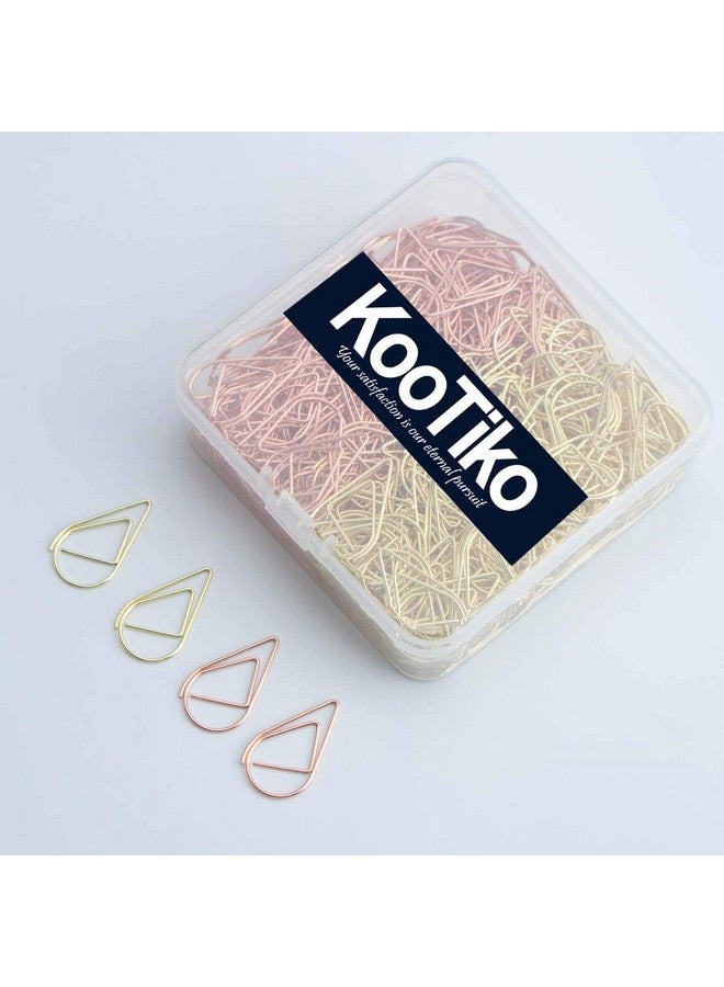 kootiko Gold And Rose Gold Cute Paper Clips Set, 300 Pcs Smooth Stainless Steel Tear-Shaped Wire Paperclips Small For Office Supplies Wedding Women Girls Kids Students Paper Document Organizing - Image 3